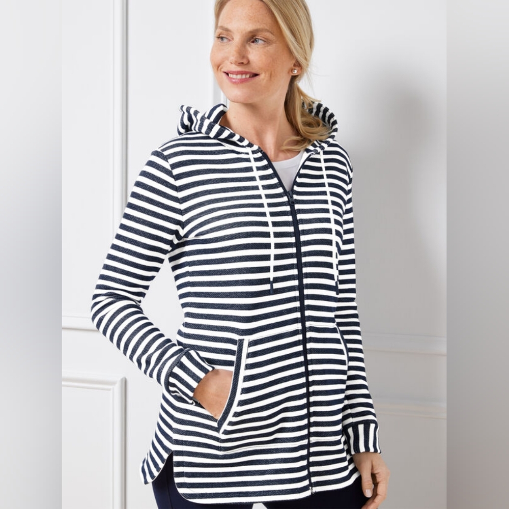 S2 Talbots Vale Stripe Classic French Terry Nautical Hooded Jacket 1X